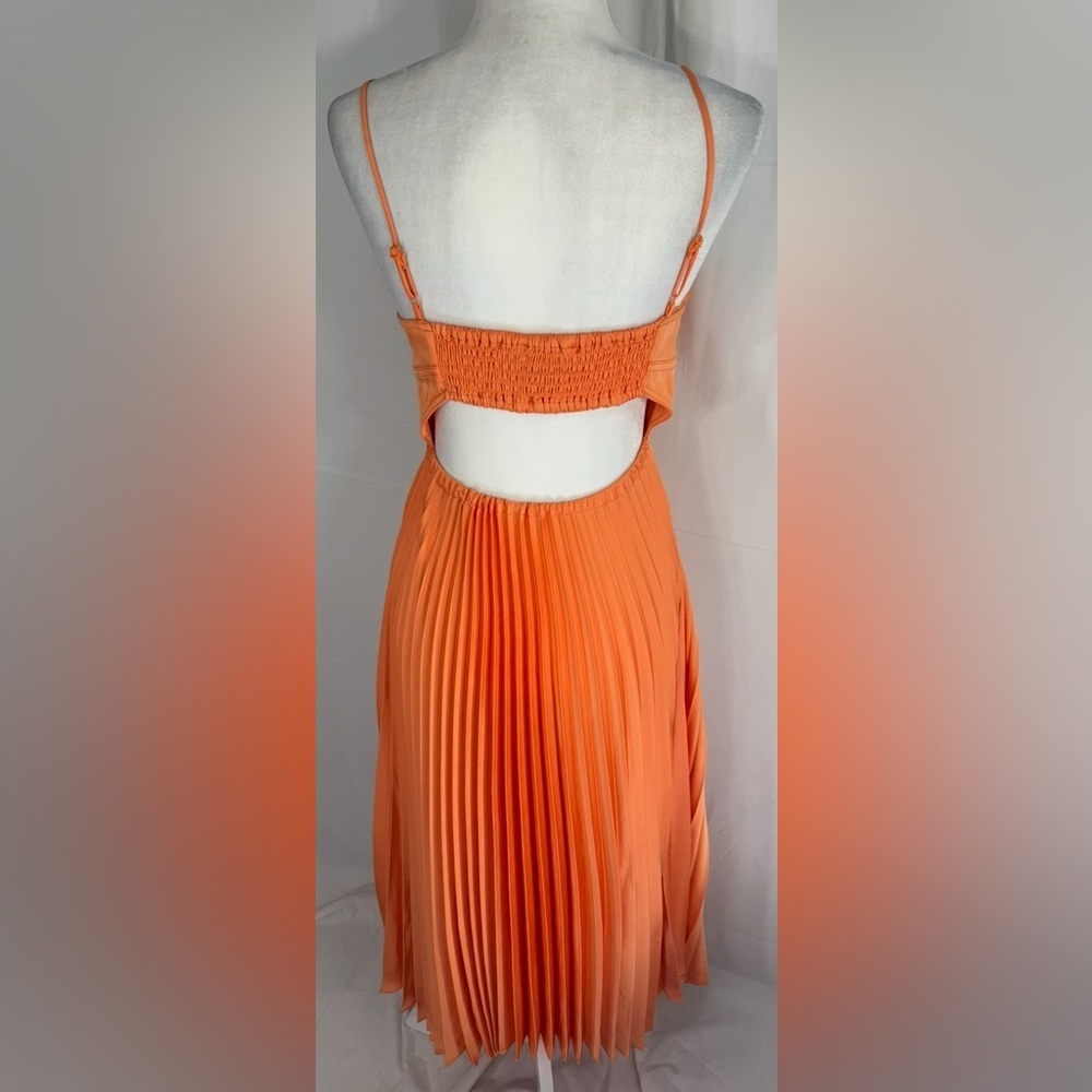 HOUSE OF HARLOW 1960 ORANGE PLEATED CUTOUT DRESS SIZE S - Picture 7 of 9